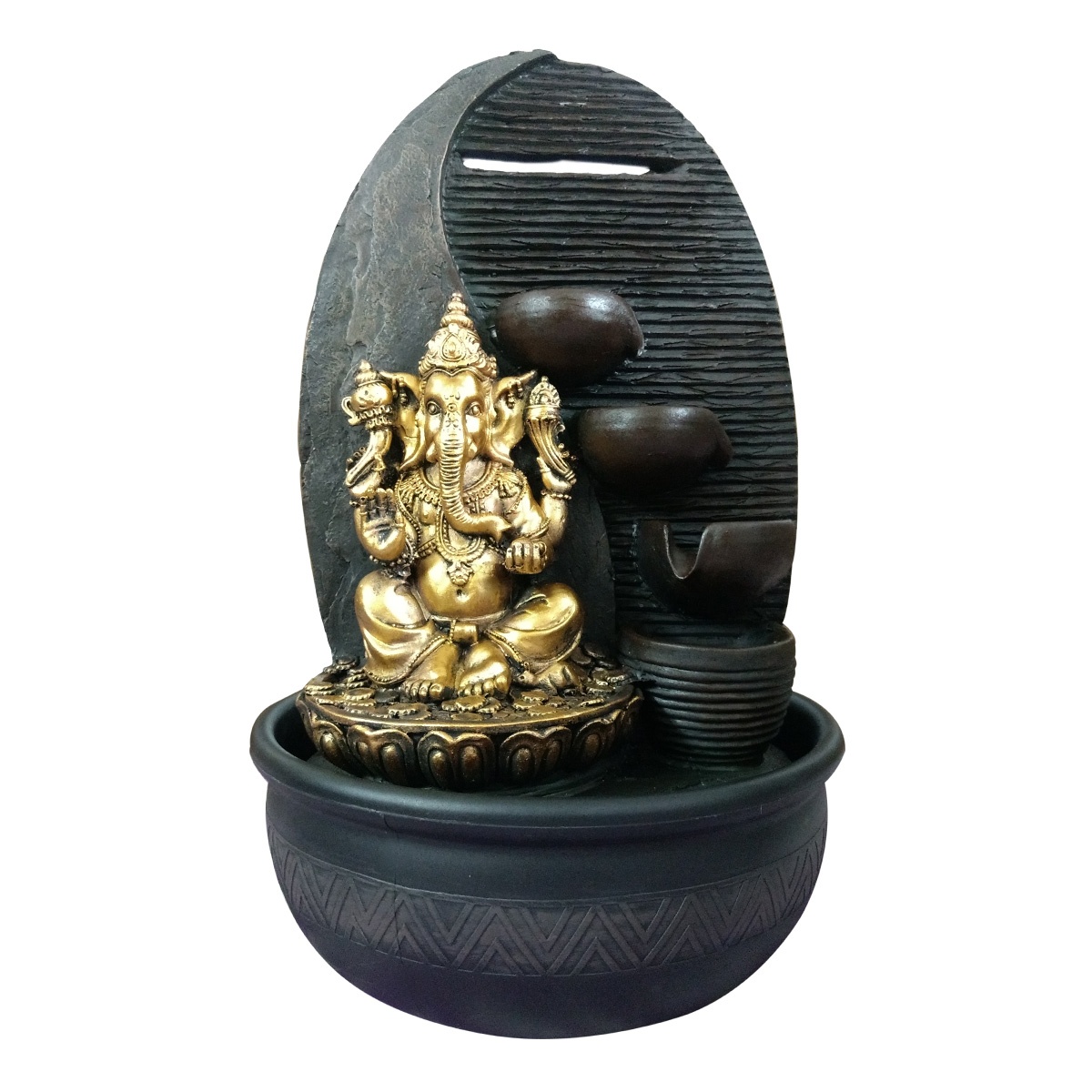 Sitting Ganesha Water Fountain Gold And Brown - Gifts Byte - Gifts Byte