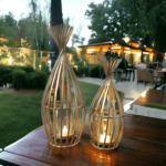 Golden Cage Tealight Candle Holders – Set of 2 Decorative Lanterns - Image 3