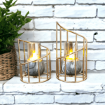Marble Tealight Candle Holders with Golden Spiral Metal Cover – Set of 2 - Image 4