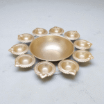 Gifts Byte Golden Multi-Diya Pooja Thali