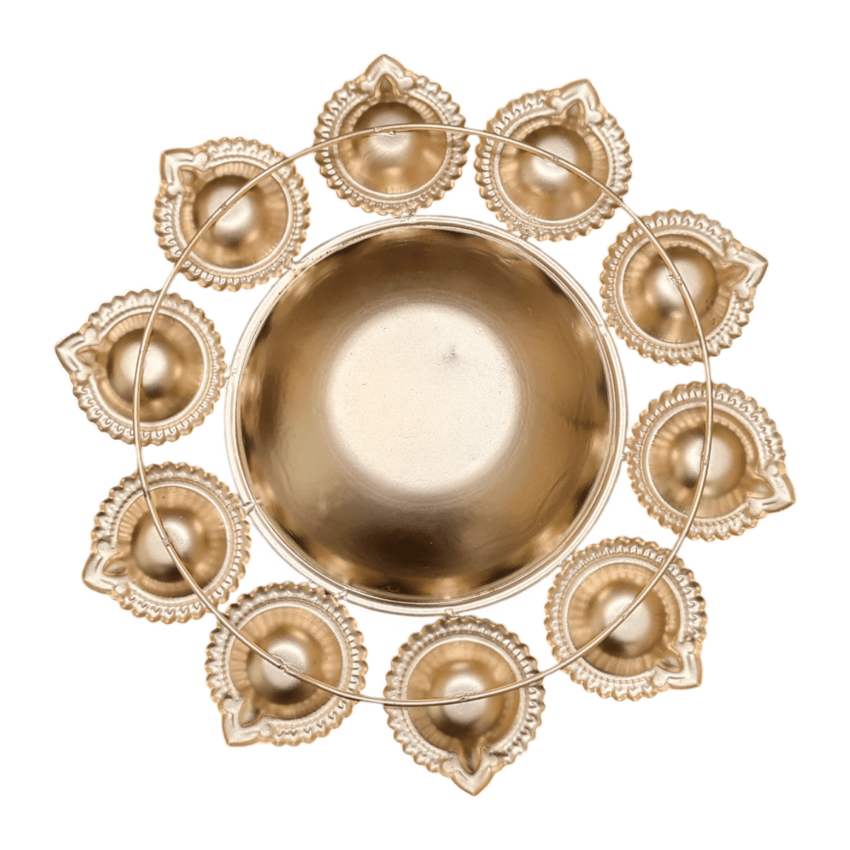 Gifts Byte Golden Multi-Diya Pooja Thali - Image 4