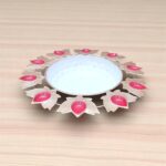 Gifts Byte Red Leaf Motif Decorative Pooja Thali - Set of 3