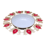 Gifts Byte Red Leaf Motif Decorative Pooja Thali - Set of 3 - Image 2