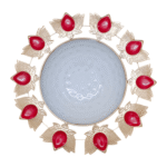 Gifts Byte Red Leaf Motif Decorative Pooja Thali - Set of 3 - Image 3
