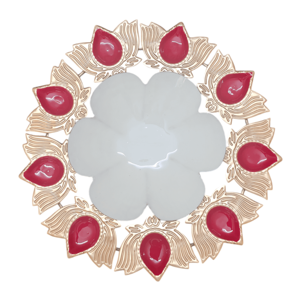 Gifts Byte Red Leaf & White Lotus Pooja Thali - Image 3