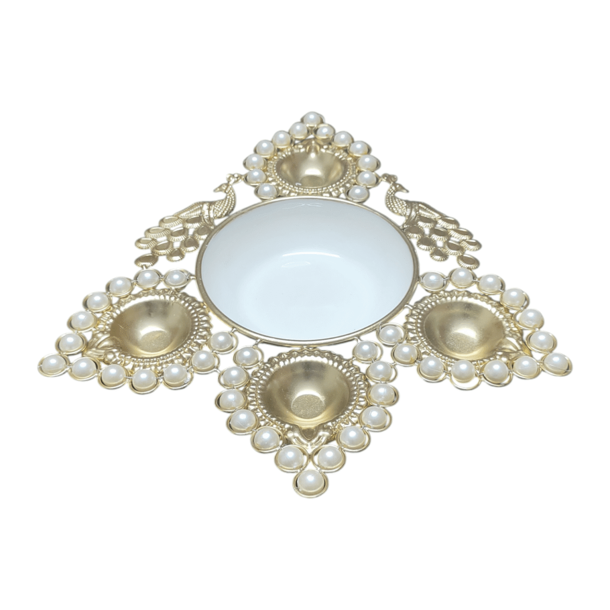 Gifts Byte Decorative Pearl & Metal Pooja Thali - Image 2