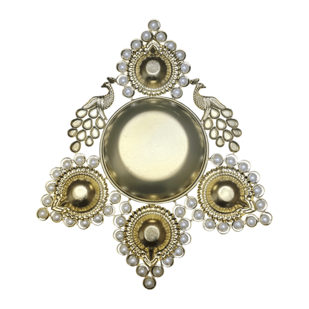 Gifts Byte Decorative Pearl & Metal Pooja Thali - Image 4