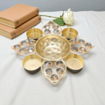 Gifts Byte Crystal Lotus Pooja Thali with Candle Holders