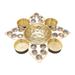 Gifts Byte Crystal Lotus Pooja Thali with Candle Holders - Image 2