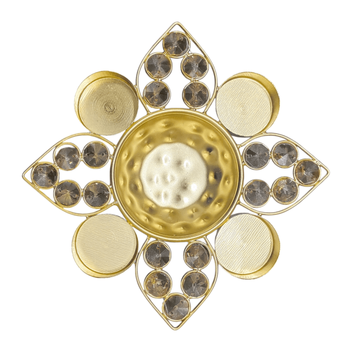 Gifts Byte Crystal Lotus Pooja Thali with Candle Holders - Image 3