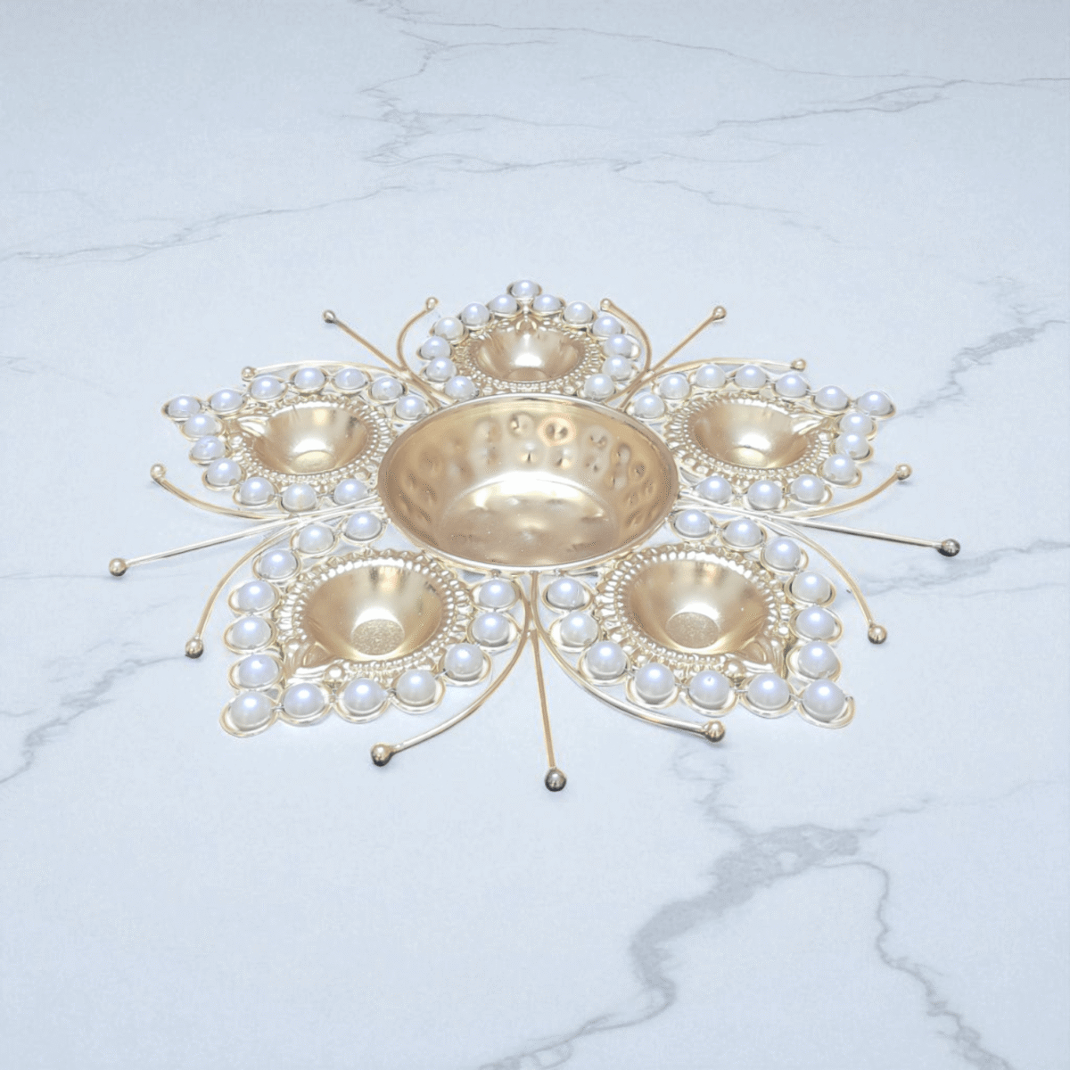 Gifts Byte Pearl Blossom Pooja Thali - Image 1