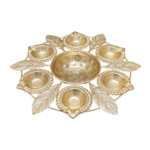 Golden Leaf Motif Pooja Thali - Image 2