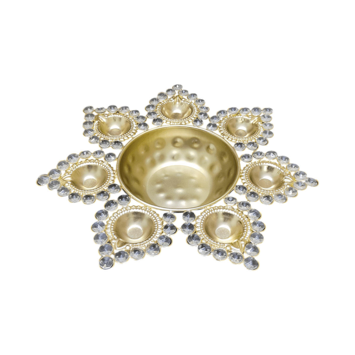 Gifts Byte Crystal-Studded Flower Pooja Thali - Image 2