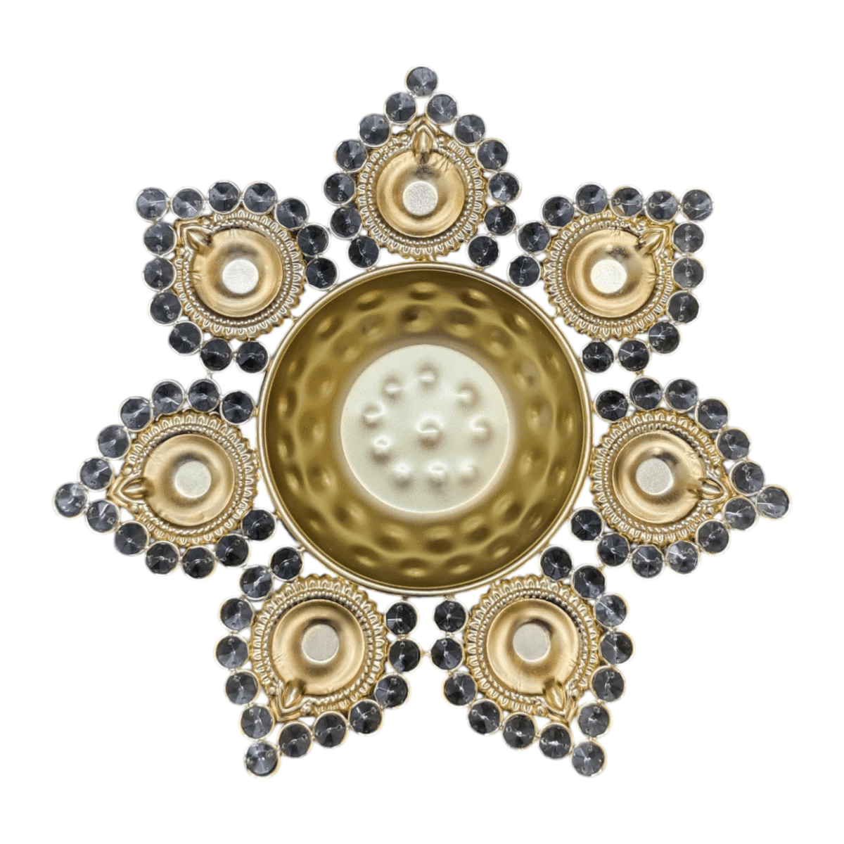 Gifts Byte Crystal-Studded Flower Pooja Thali - Image 3