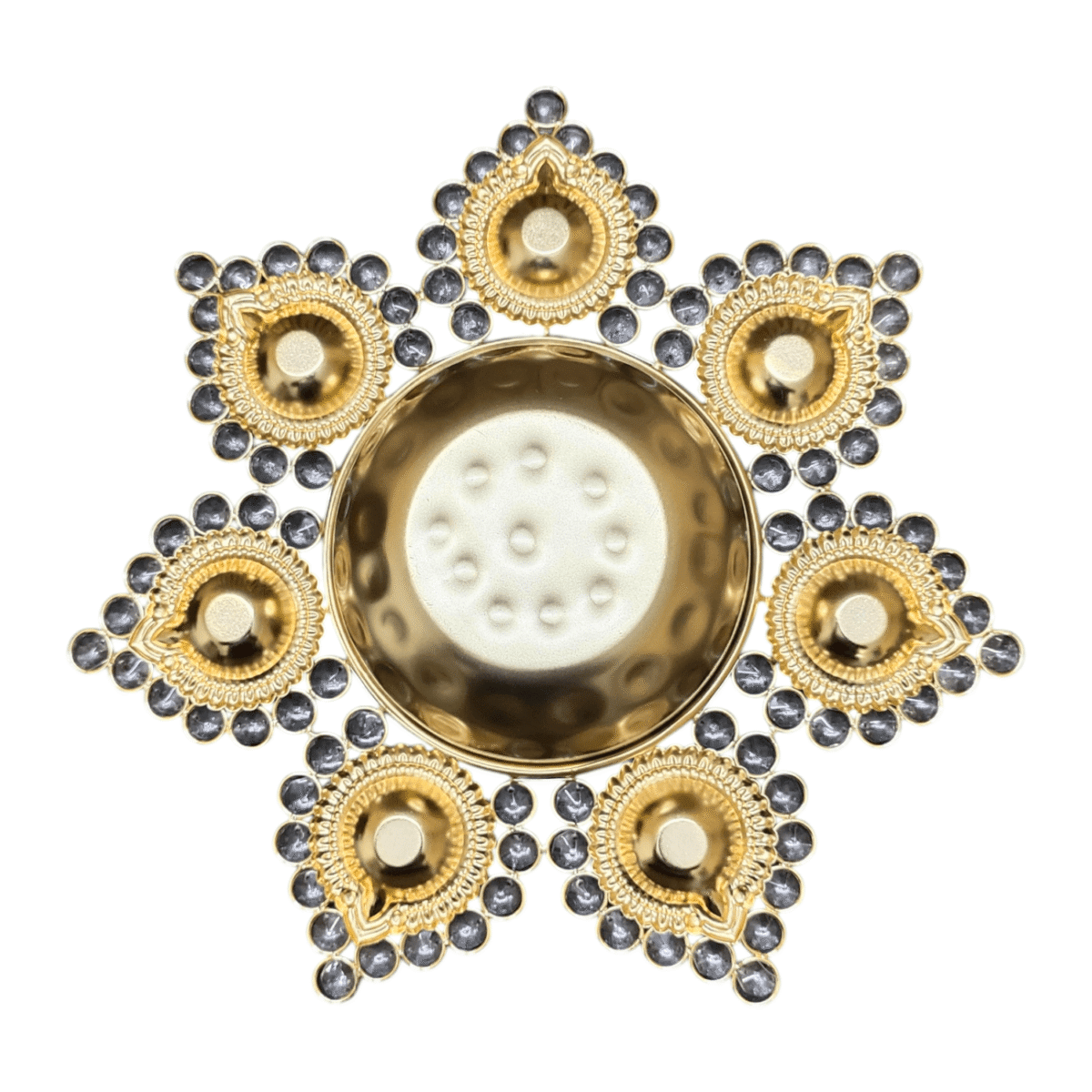 Gifts Byte Crystal-Studded Flower Pooja Thali - Image 4