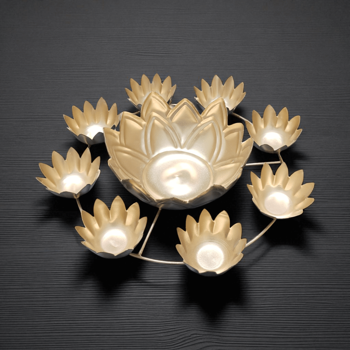 Gifts Byte Golden Lotus Multipurpose Pooja Thali - Image 1