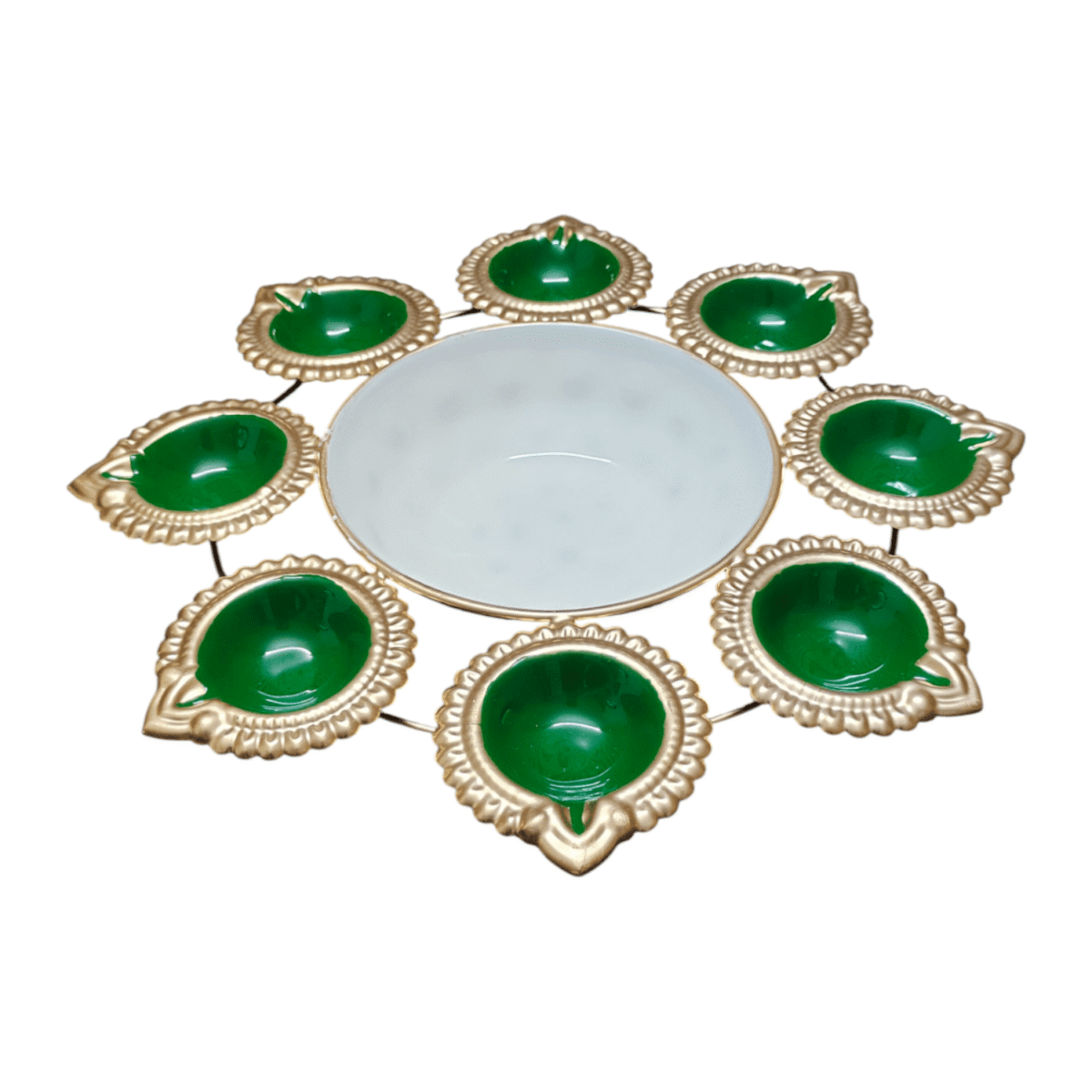 Gifts Byte Green and Gold Decorative Diya Thali - Image 2