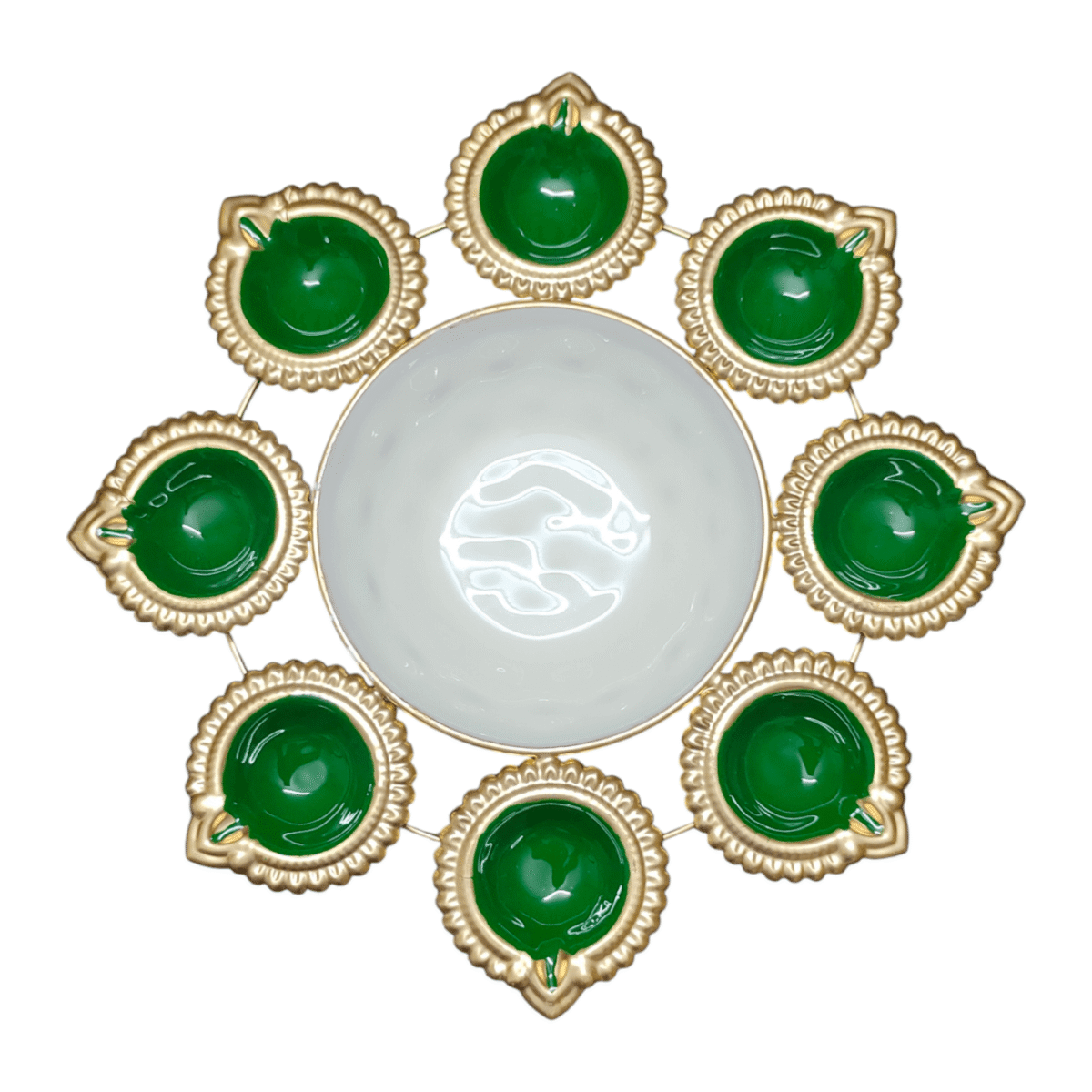 Gifts Byte Green and Gold Decorative Diya Thali - Image 3