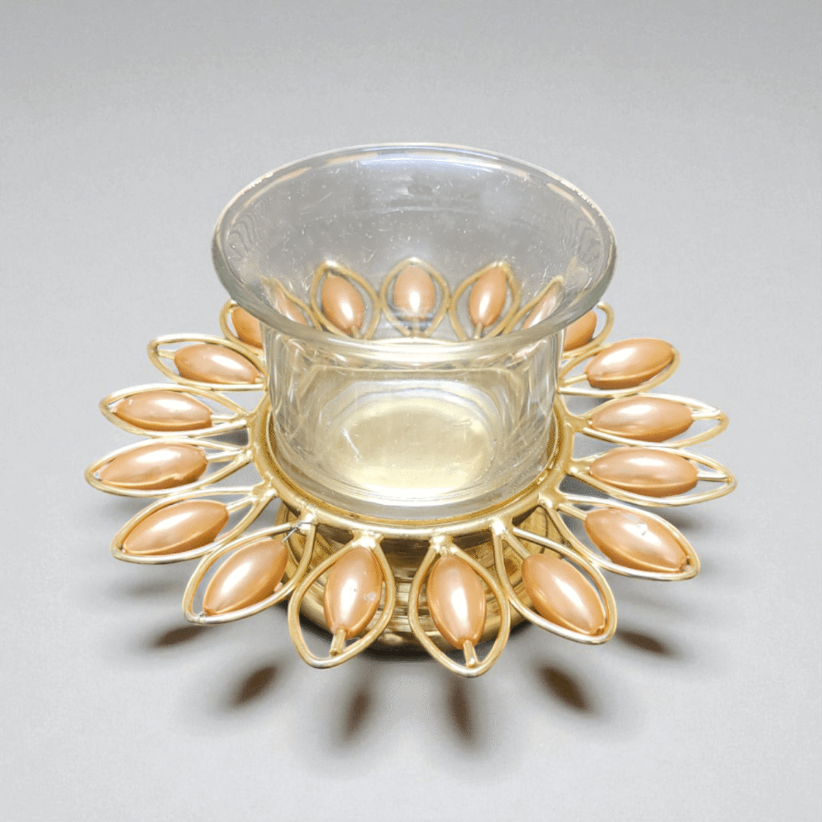 Gifts Byte Peach Pearl Glass Tealight Holder - Image 1