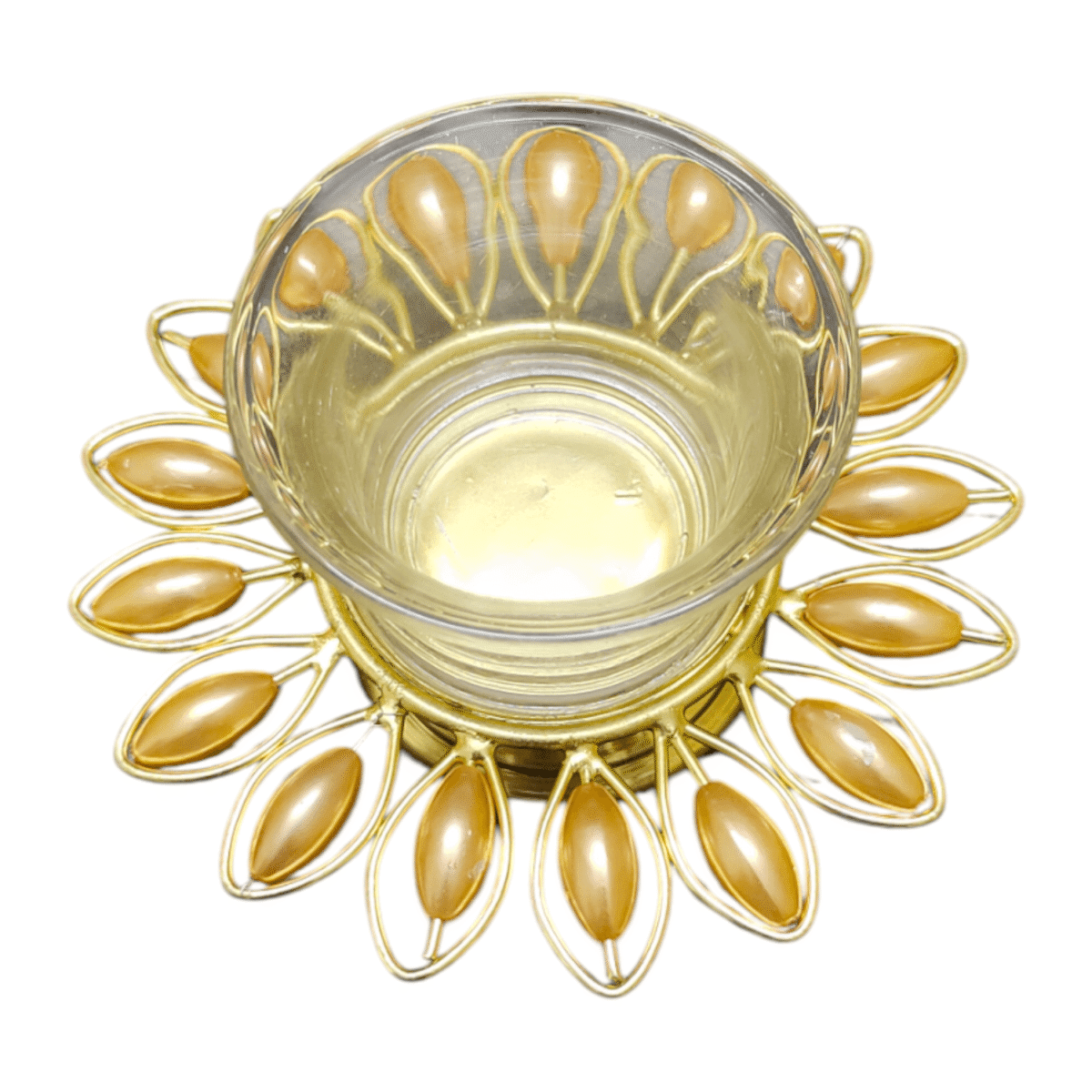 Gifts Byte Peach Pearl Glass Tealight Holder - Image 2