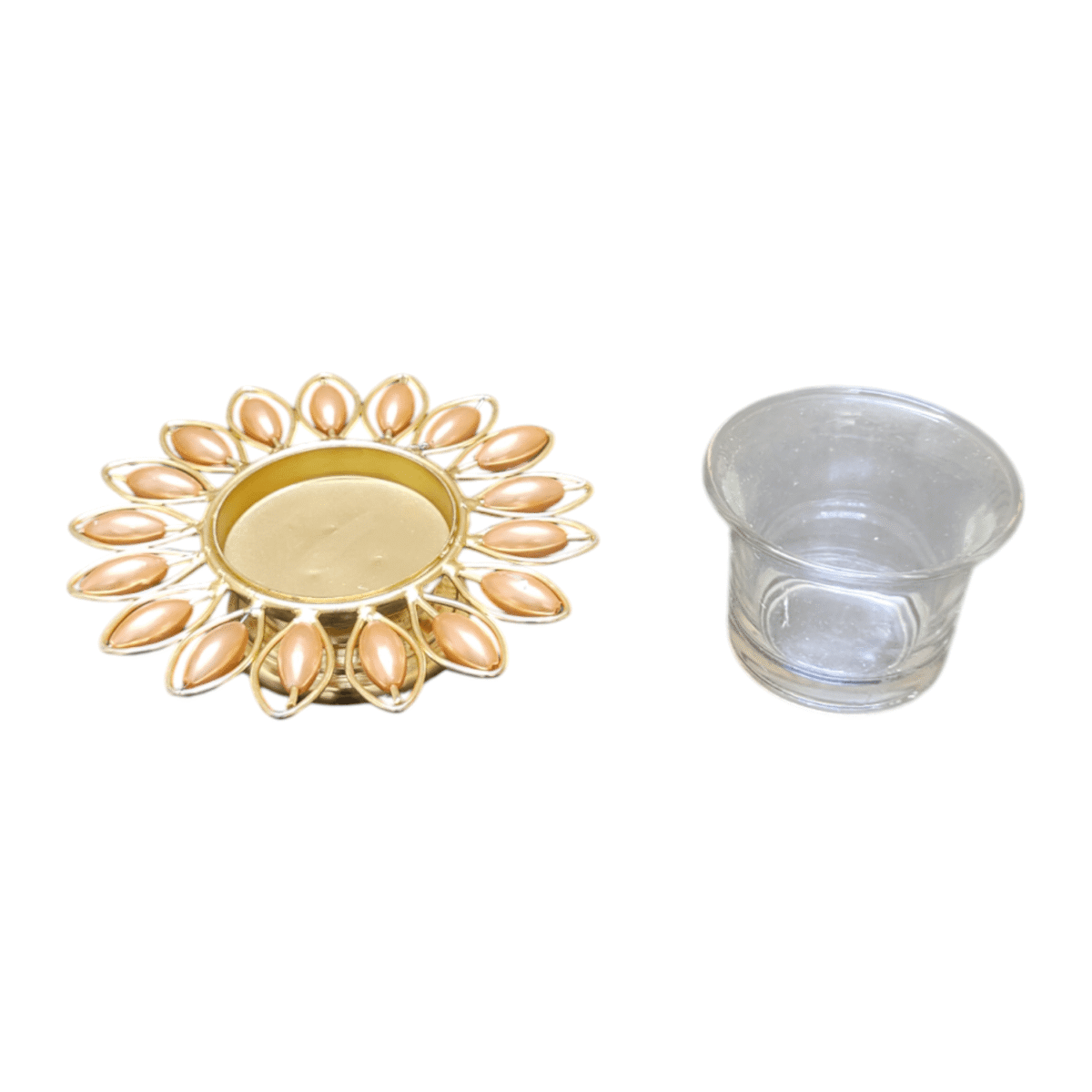 Gifts Byte Peach Pearl Glass Tealight Holder - Image 3
