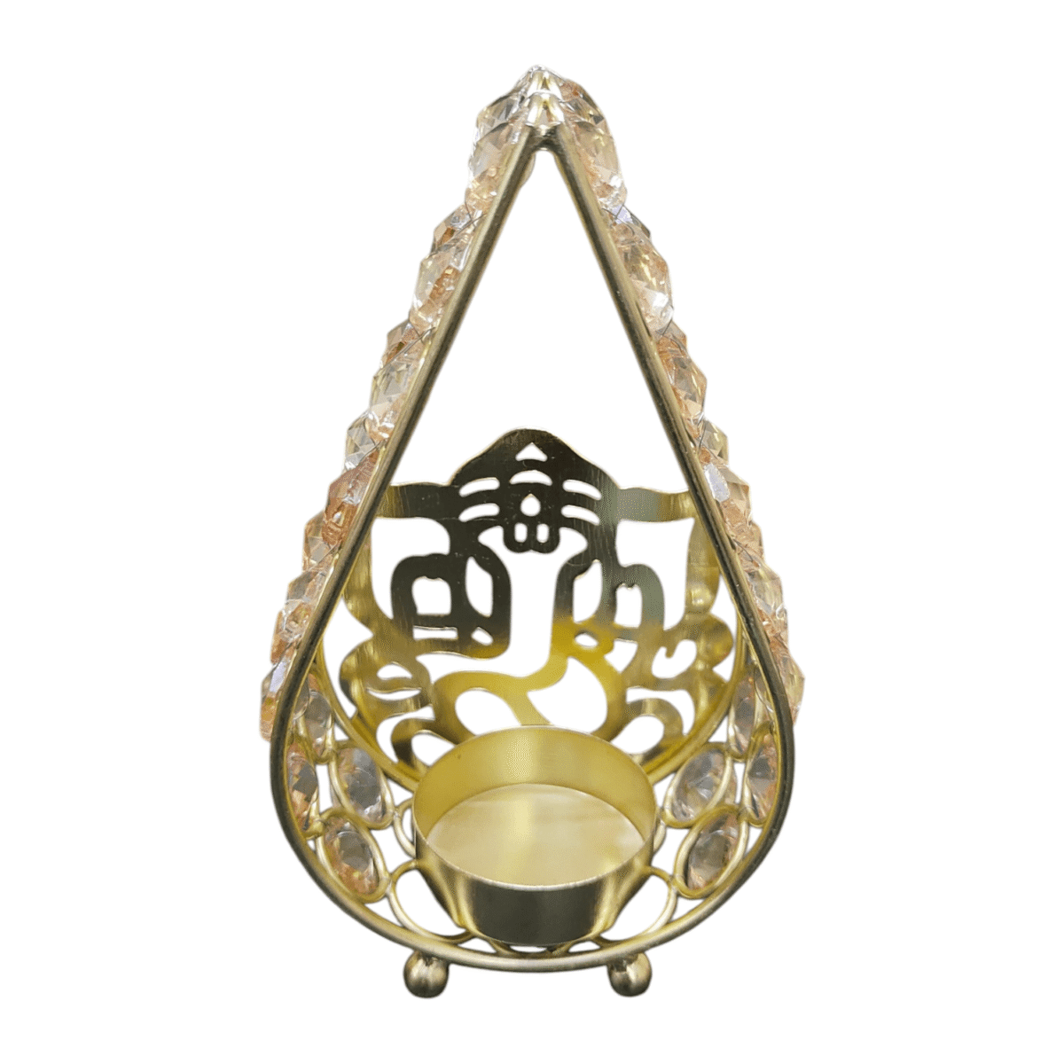 Gifts Byte Crystal Teardrop Lakshmi-Ganesha Tealight Holders (Set of 2) - Image 3