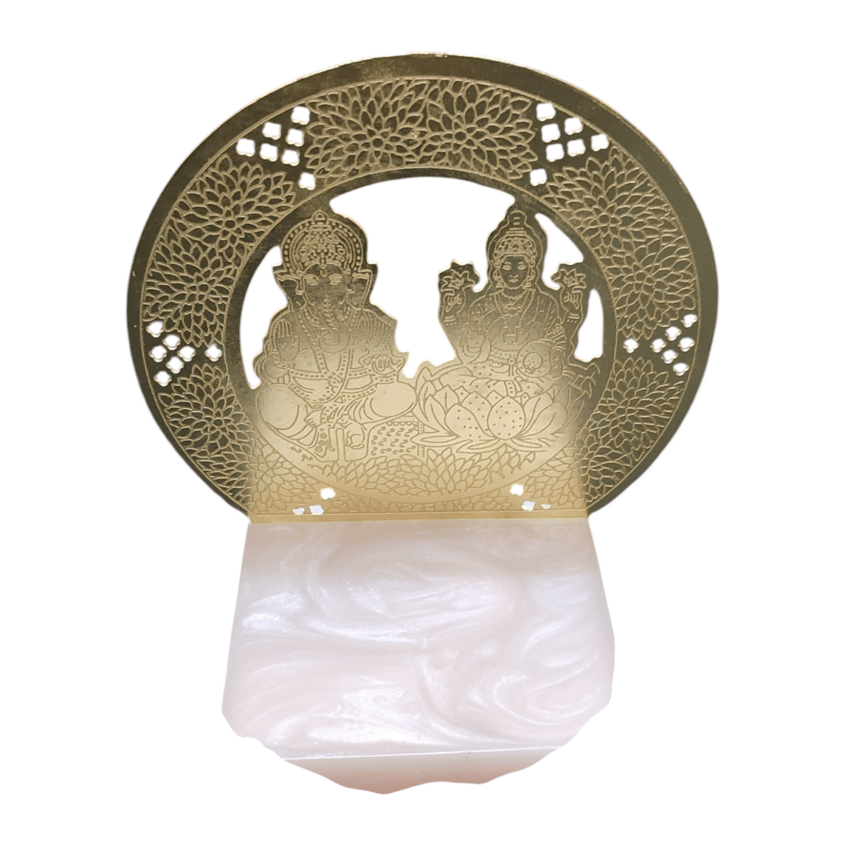 Gifts Byte Lakshmi-Ganesh Metal Chowki with Marble - Image 2