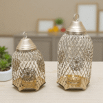 Gifts Byte Golden Mesh Lantern Set (Set of 2)