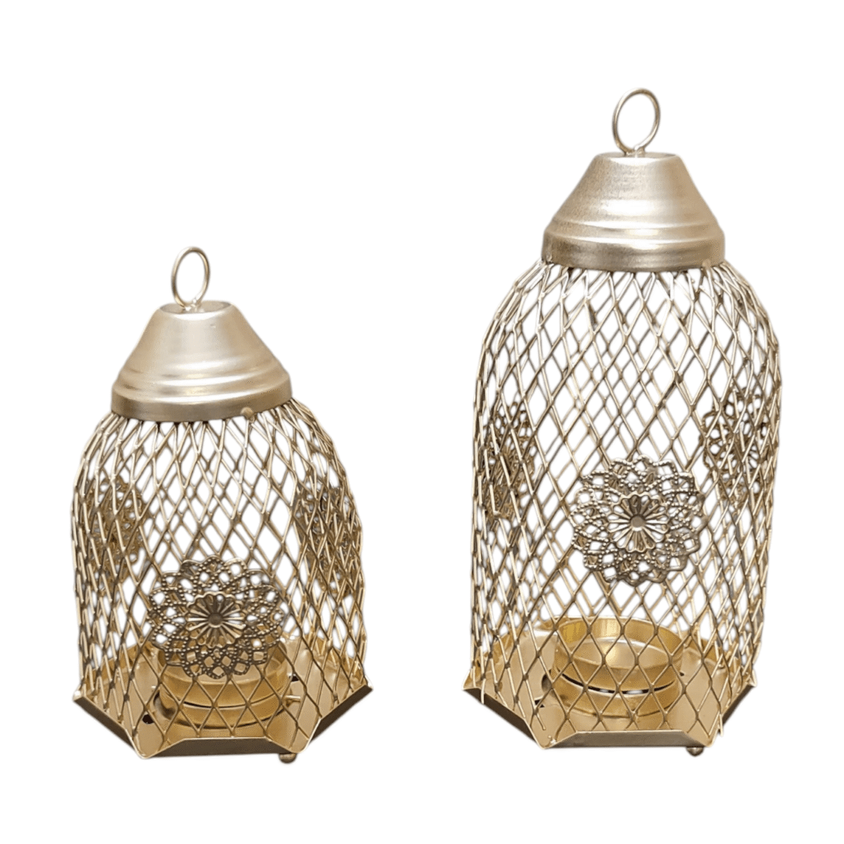 Gifts Byte Golden Mesh Lantern Set (Set of 2) - Image 2