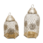 Gifts Byte Golden Mesh Lantern Set (Set of 2) - Image 2