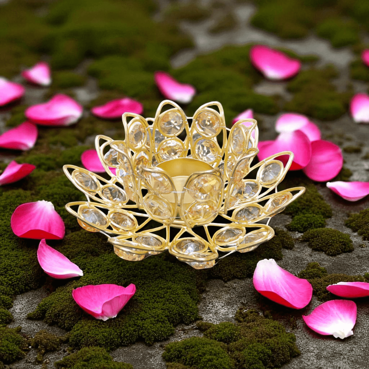 Gifts Byte Crystal Lotus Layered Tealight Holder - Image 1