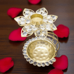 Gifts Byte Dual Crystal Lotus Tealight & Bowl Stand
