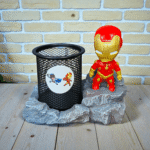 Iron Cartoon Desk Organizer Pen Stand with Metal Mesh Holder