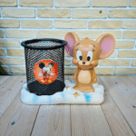 Jerri Cartoon Desk Organizer Pen Stand with Metal Mesh Holder