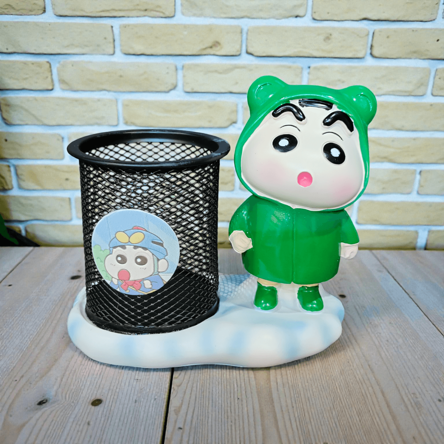 shin-cartoon-desk-v1 Shin Cartoon Desk Organizer Pen Stand with Metal Mesh Holder - Image 1