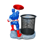 Captain Cartoon Desk Organizer Pen Stand with Metal Mesh Holder - Image 3