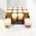 Gifts Byte Scented Pillar Candle with Dried Flower Design for Home Decor & Gifting
