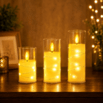 Gifts Byte Elegant LED Flameless Candle Set with Fairy Lights - Set of 3